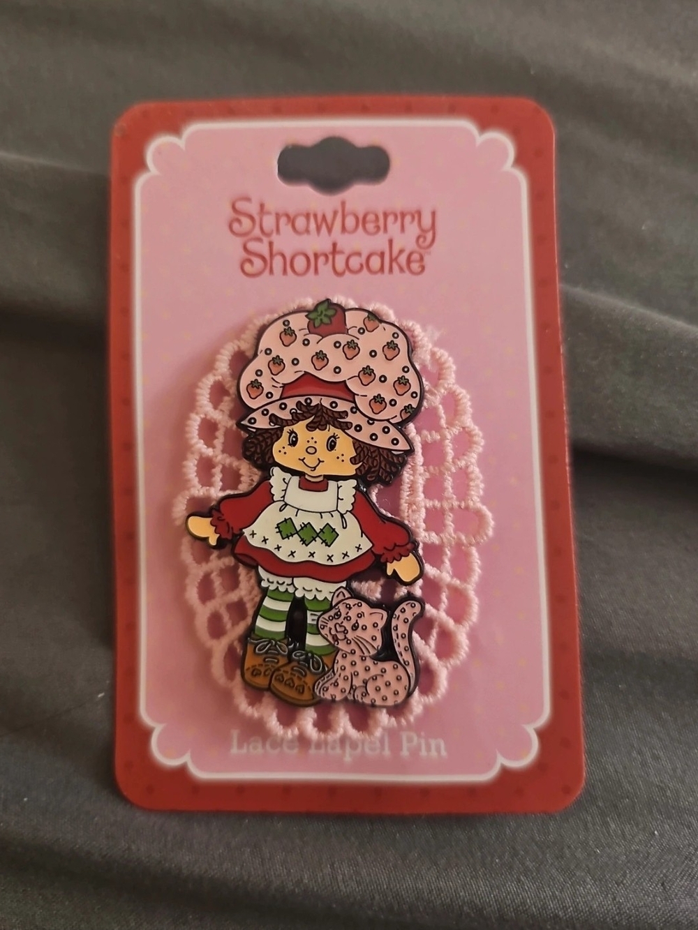 Pink Lace Lapel Pin Strawberry Shortcake - Kids Accessory